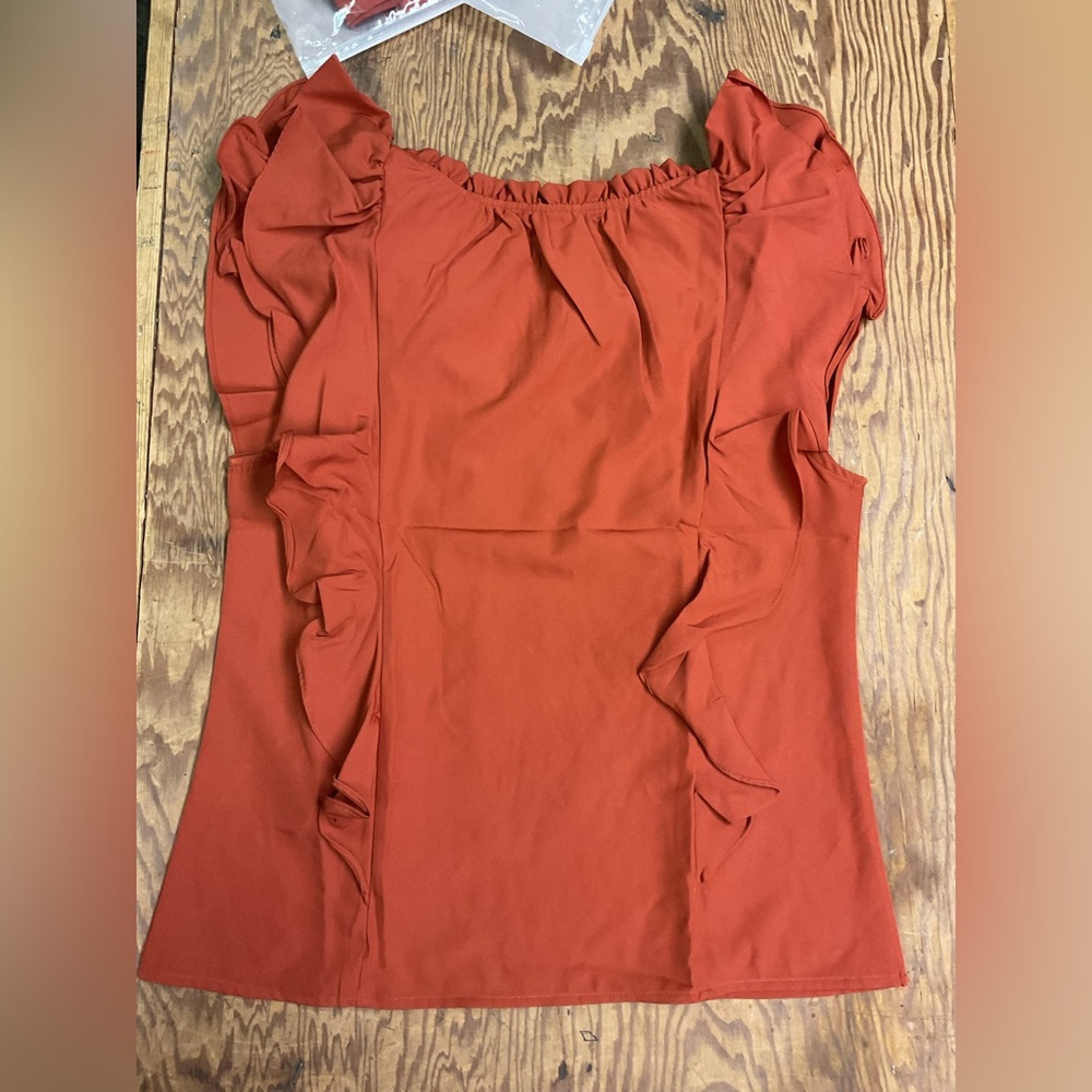 Women's Ruffled Orange Top - Picture 2 of 2